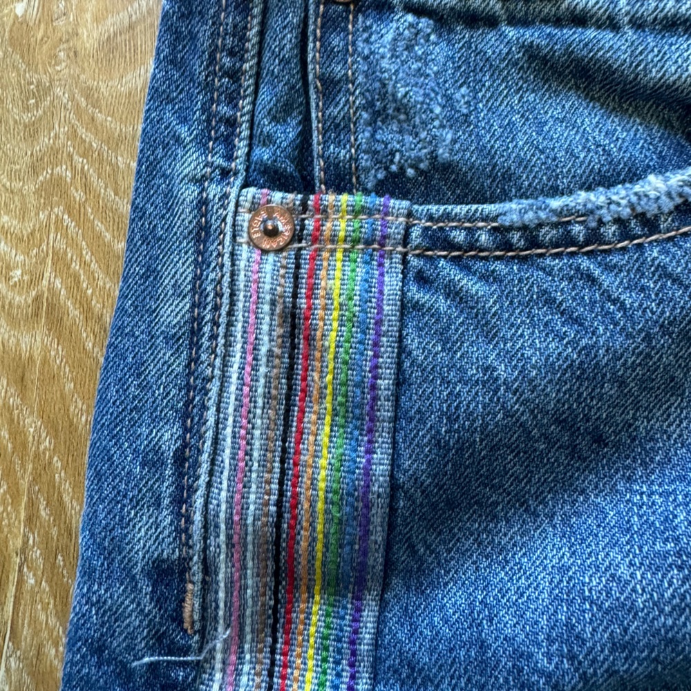 American Eagle Denim Shorts with Colorful Side Stripes- Size 18 - Picture 4 of 5